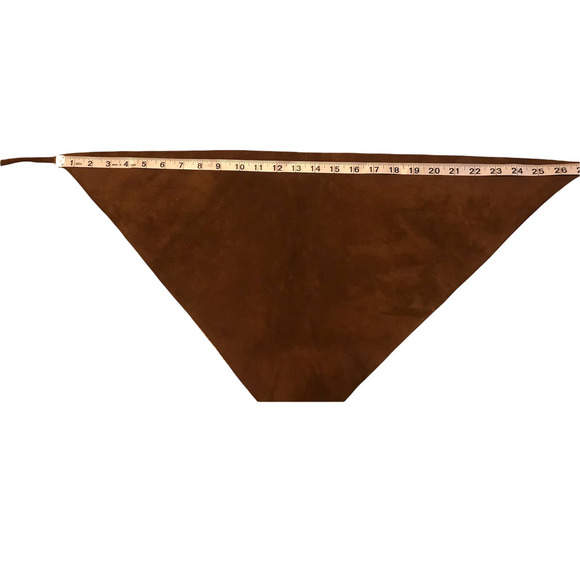 Vintage Brown Suede Triangle Head Scarf with Tie - Picture 6 of 6